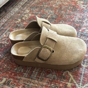 Woman’s Tan Suede Slip-On Shoes